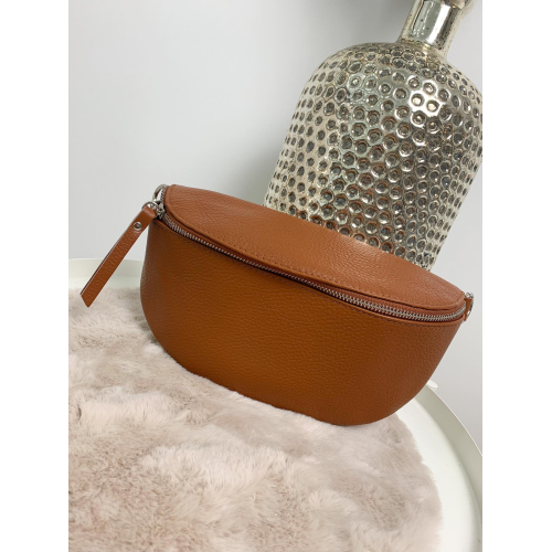 1289 Tas Evi Leder Cognac (Rits Zilver)